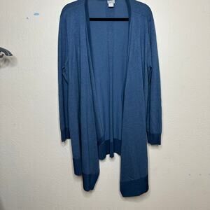 Chico's Woman's Open Drape Front Cardigan Size XL Blue Light Weight Soft